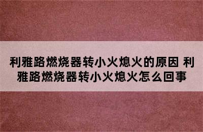 利雅路燃烧器转小火熄火的原因 利雅路燃烧器转小火熄火怎么回事